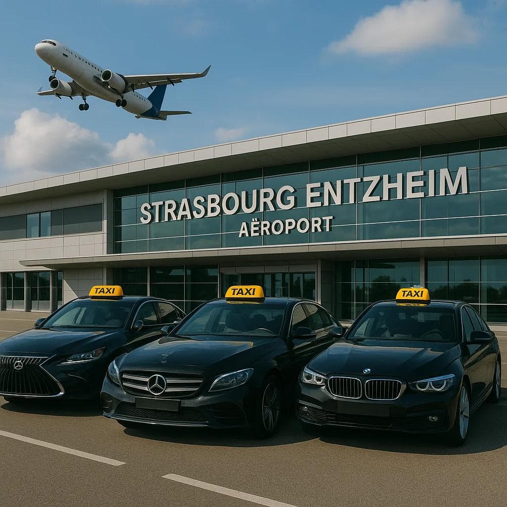Taxis devant l'aéroport de Strasbourg Entzheim